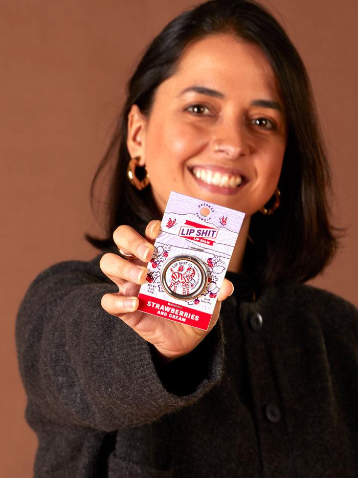 Blue Q Lip Shit Lip Balm-Strawberries And Cream