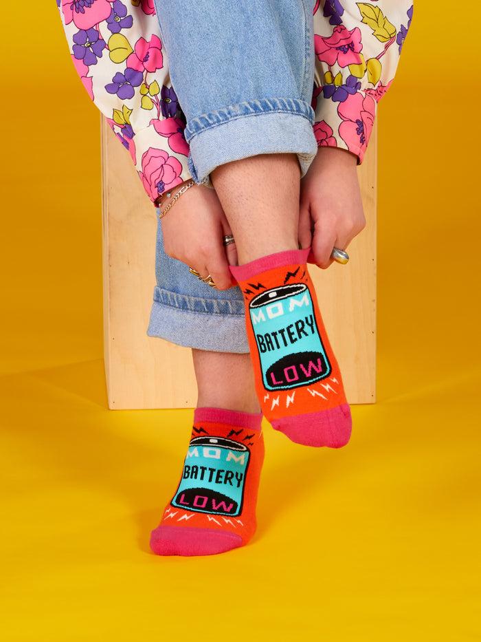 Blue Q Mom Battery Low Sneaker Socks