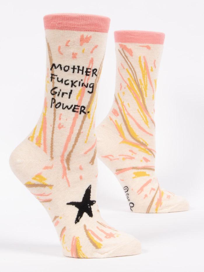 blue q Motherfucking Girl Power W-Crew Socks