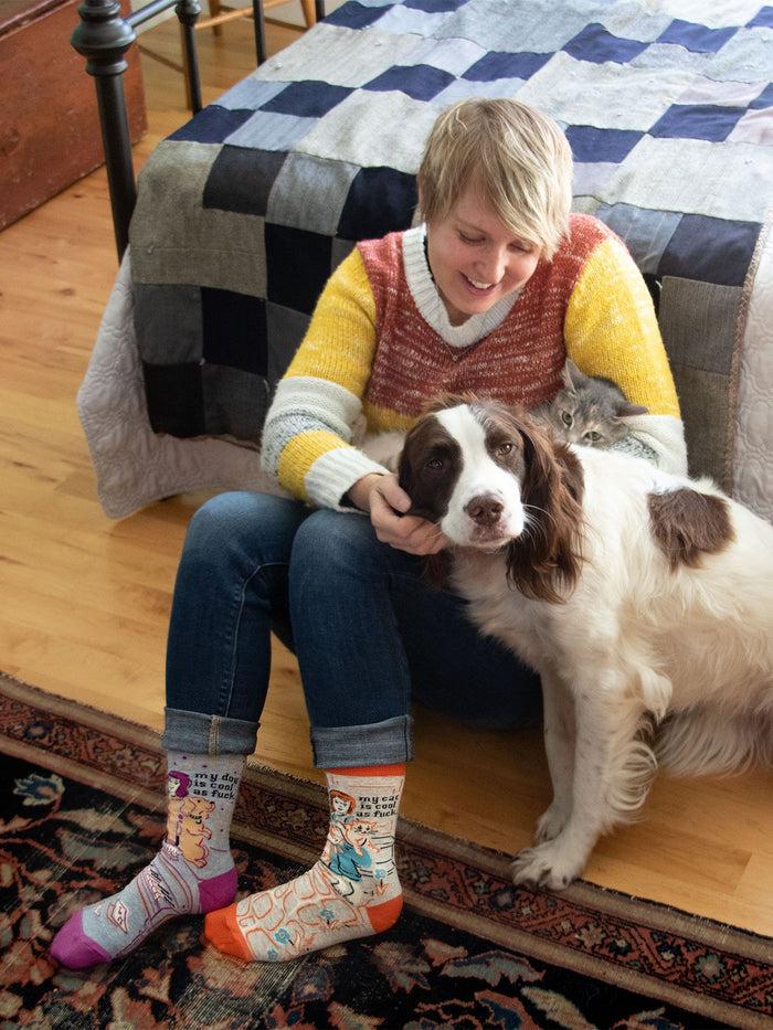 Blue Q My Cat Is Cool As Fuck W-Crew Socks