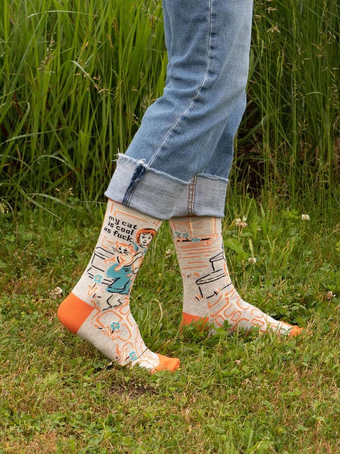 Blue Q My Cat Is Cool As Fuck W-Crew Socks