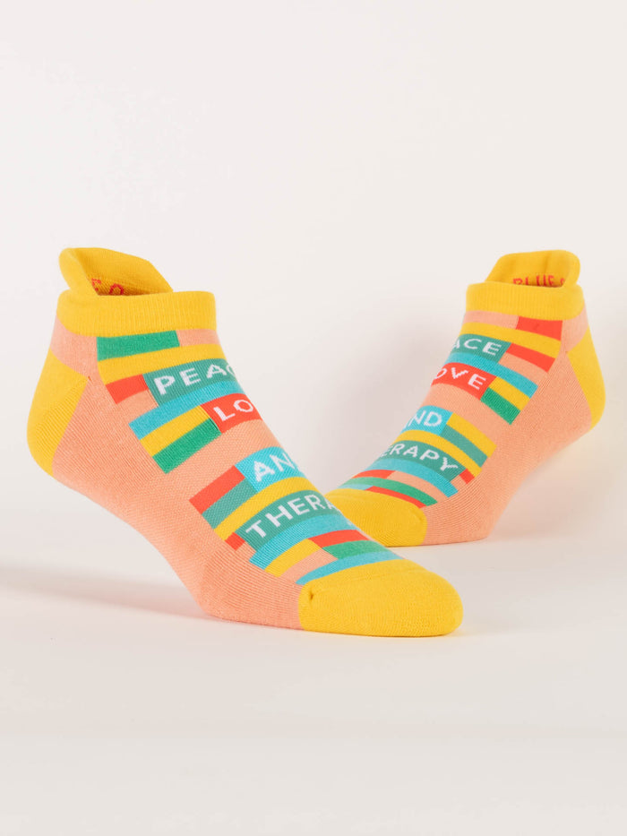 Blue Q Peace Love & Therapy Sneaker Socks