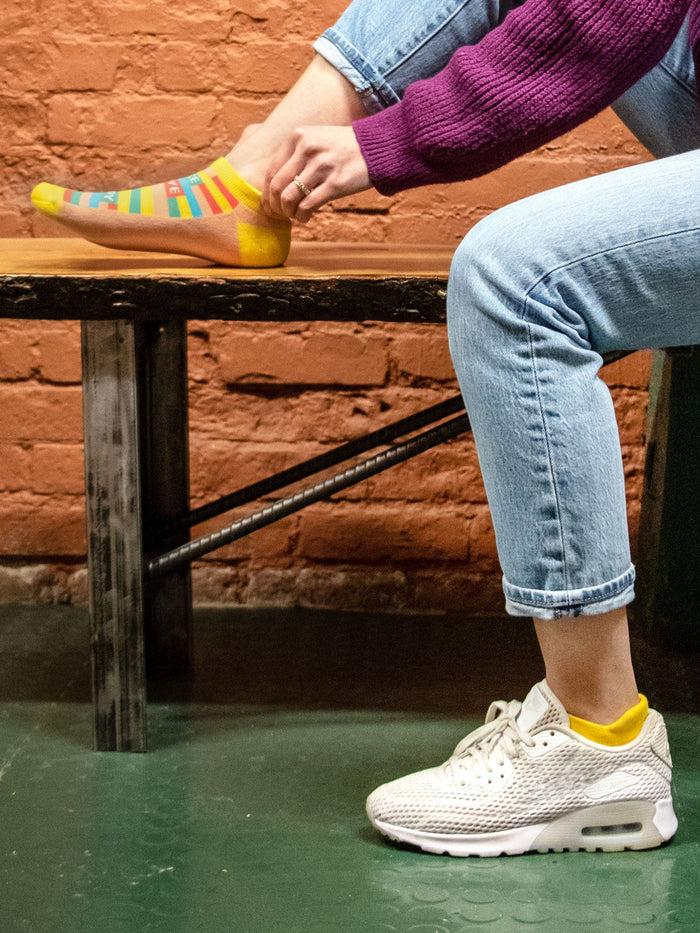 Blue Q Peace Love & Therapy Sneaker Socks