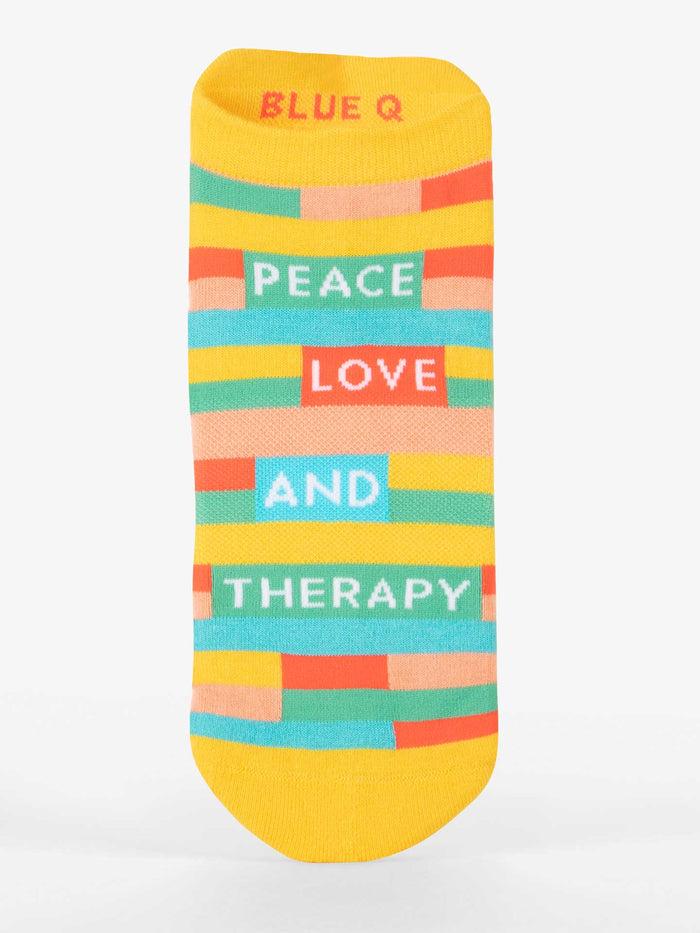 blue q Peace Love & Therapy Sneaker Socks