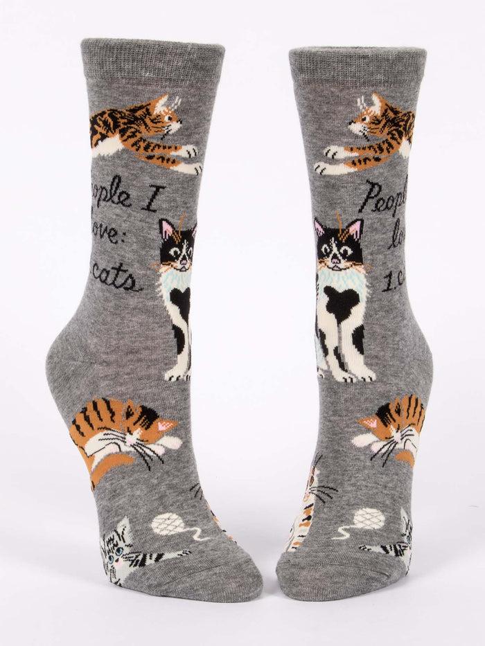 Blue Q People I Love: Cats W-Crew Socks