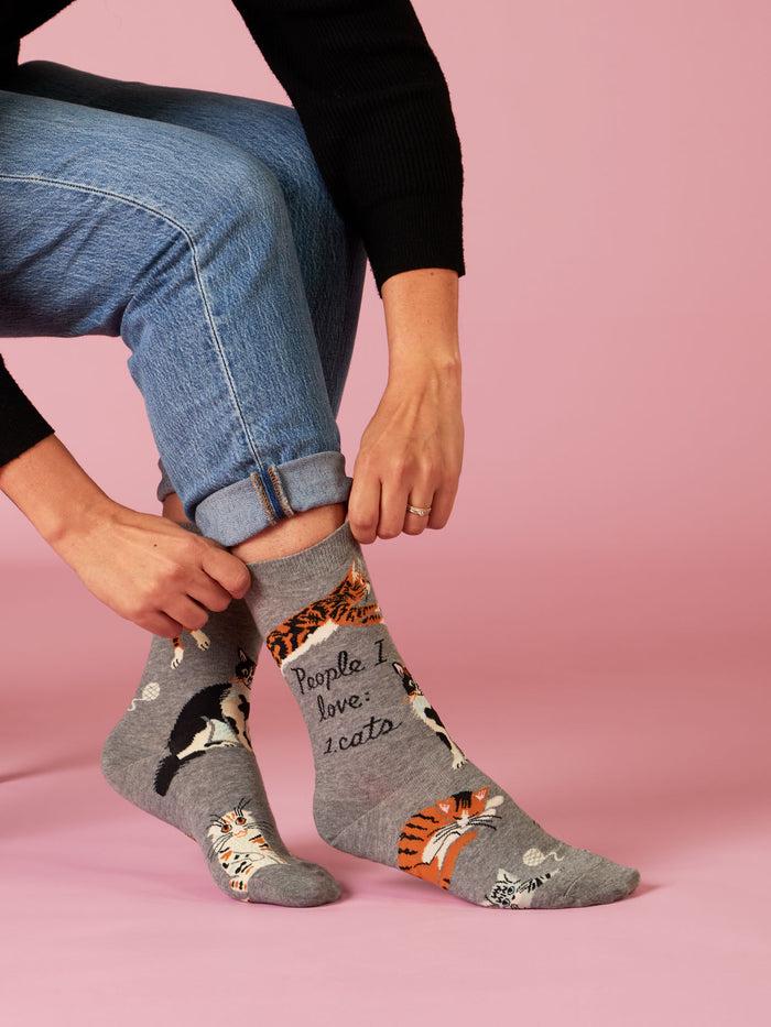 Blue Q People I Love: Cats W-Crew Socks