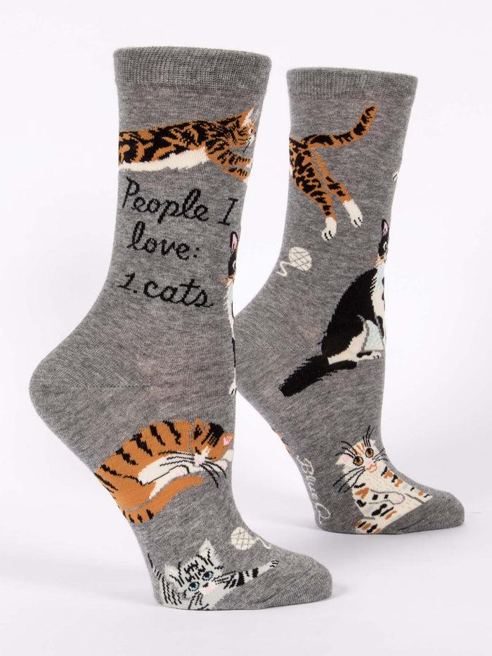 blue q People I Love: Cats W-Crew Socks