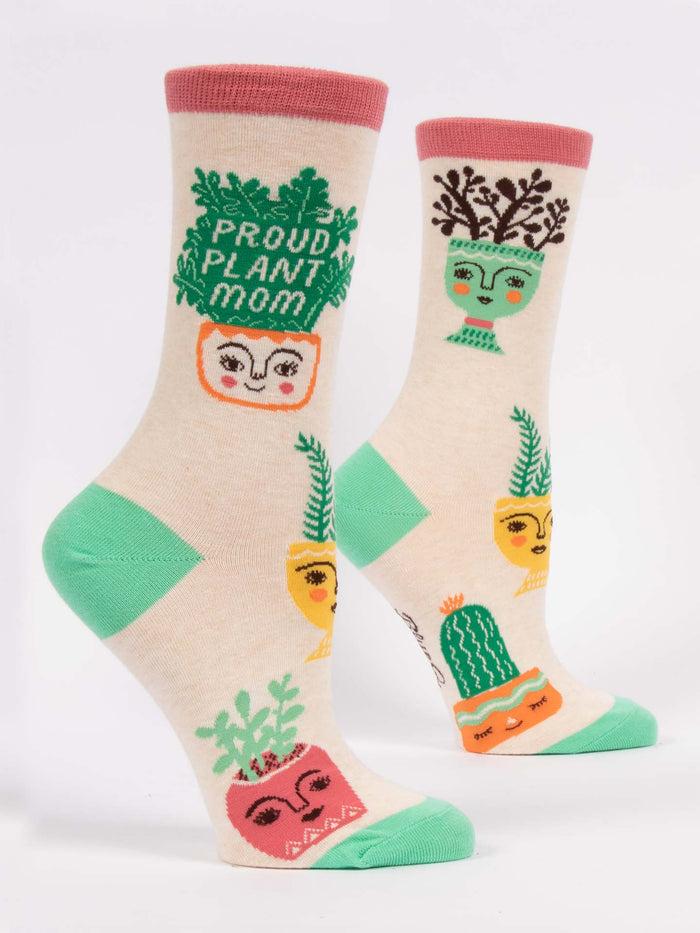 blue q Proud Plant Mom W-Crew Socks
