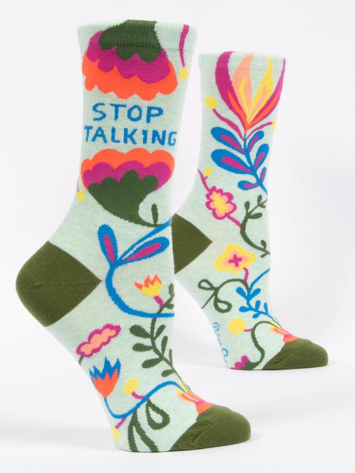 blue q Stop Talking W-Crew Socks