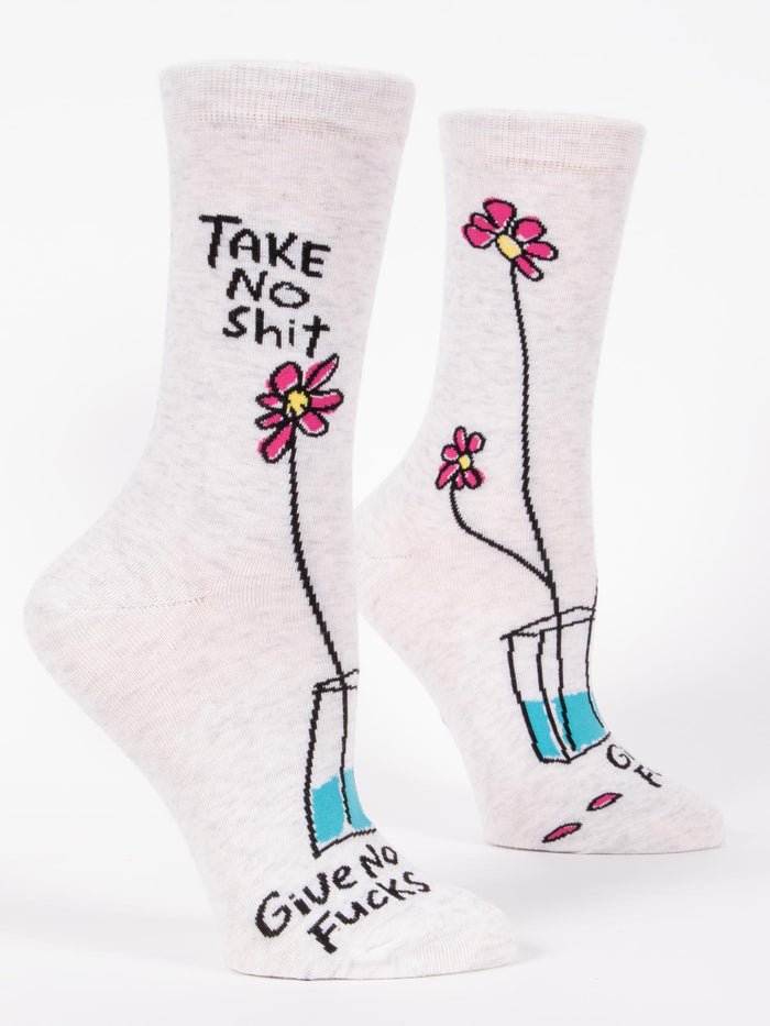 blue q Take No Shit Give No Fucks W-Crew Socks