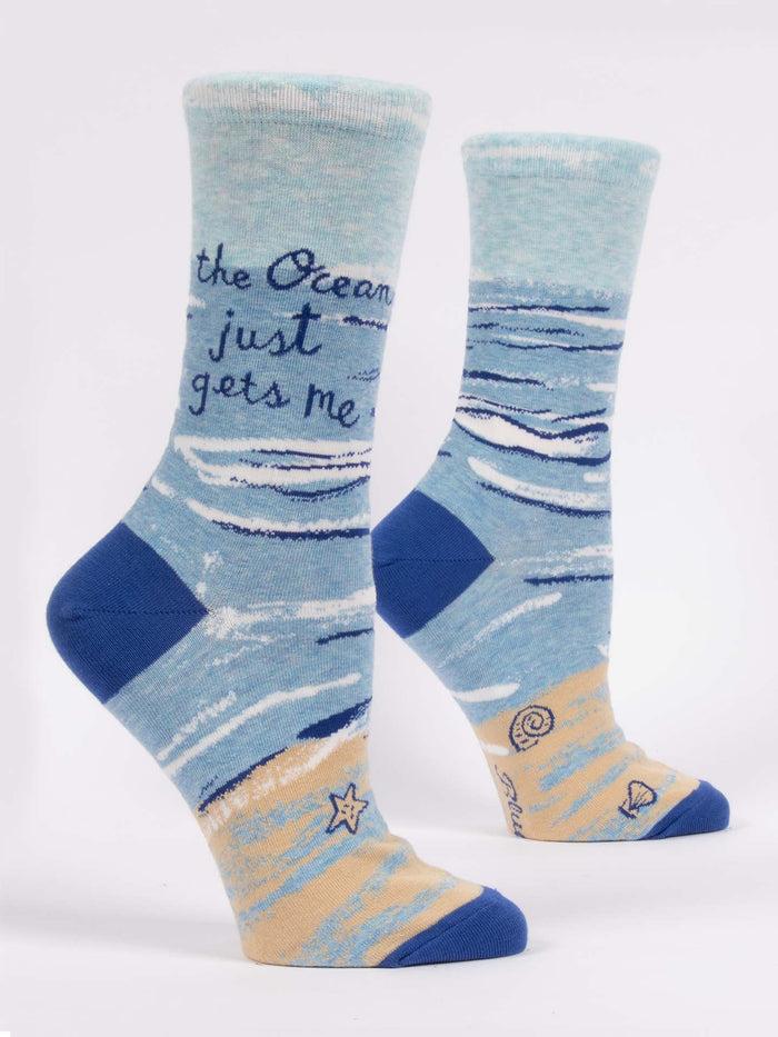 blue q The Ocean Just Gets Me. W-Crew Socks
