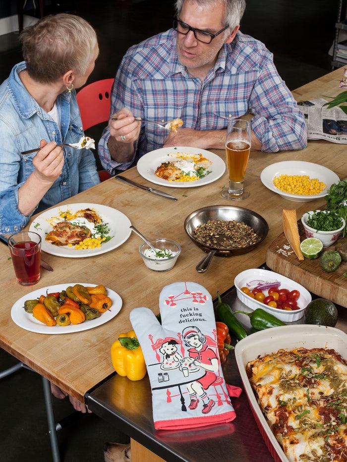 Blue Q This Is Fucking Delicious Oven Mitt