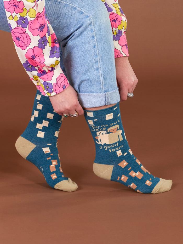 Blue Q Turns Out We're A Good Team W-Crew Socks