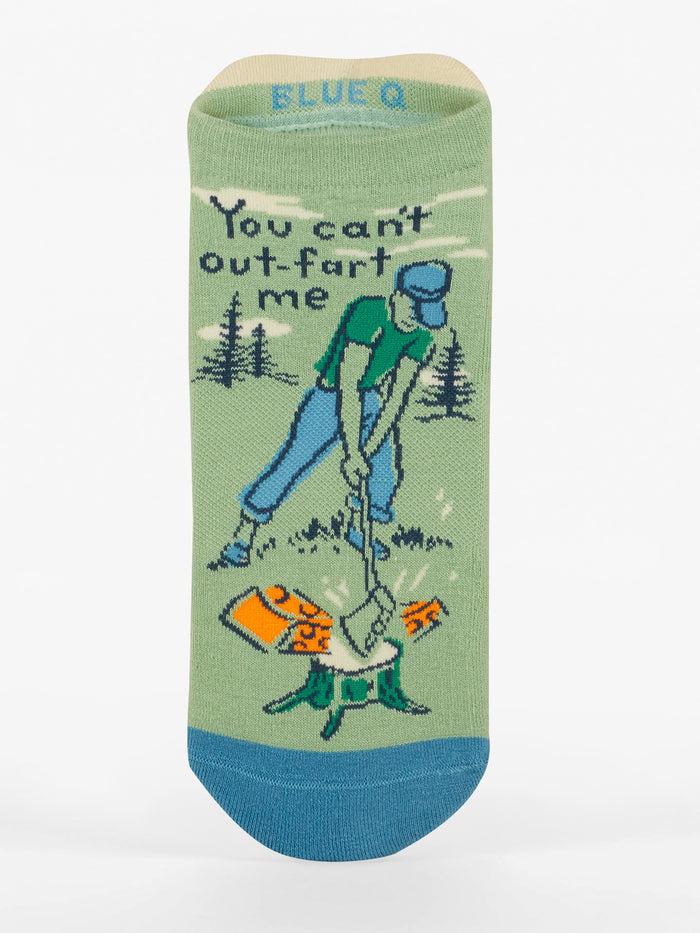 blue q You Can't Out-Fart Me Sneaker Socks