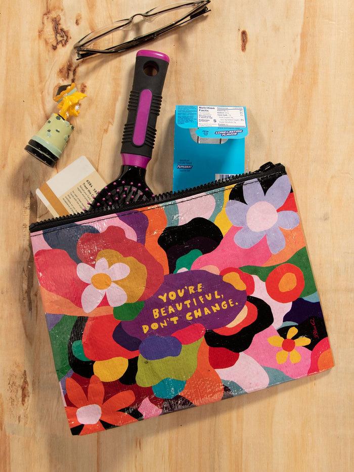 Blue Q You're Beautiful Don't Change Zipper Pouch