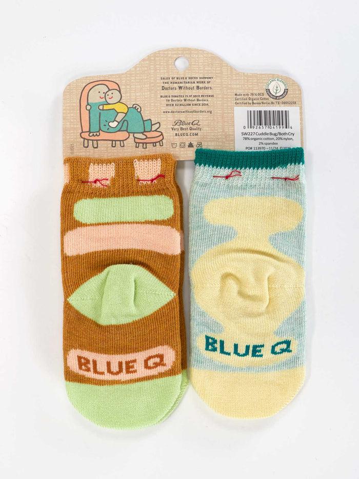 Blue Q Certified Cuddle Bug/I Bet I Can Make Us Both Cry Baby Socks