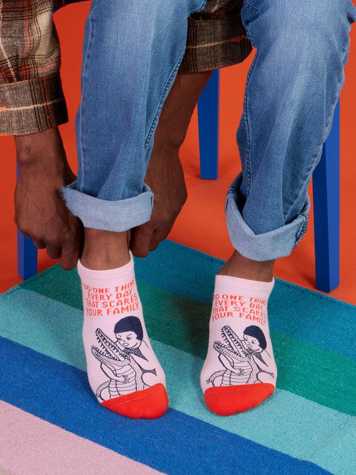 Blue Q Do One Thing Every Day That Scares Your Family Sneaker Socks