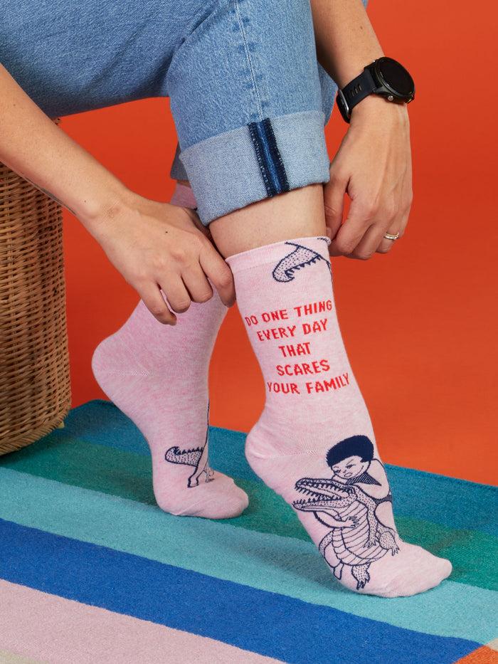 blue q Do One Thing Every Day That Scares Your Family W-Crew Socks