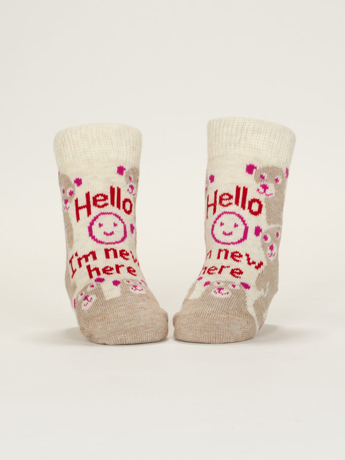 Blue Q Hello I'm New Here/ Have You Ever Tried Screaming??? Baby Socks