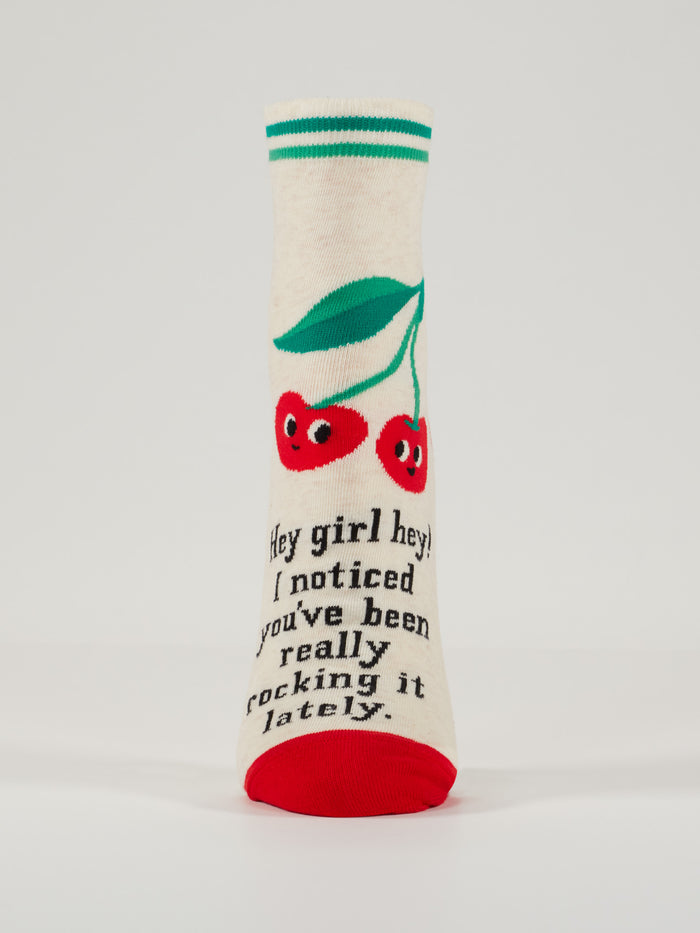 Blue Q Hey Girl Hey I Noticed You've Been Really Rocking It Lately. W-Ankle Socks
