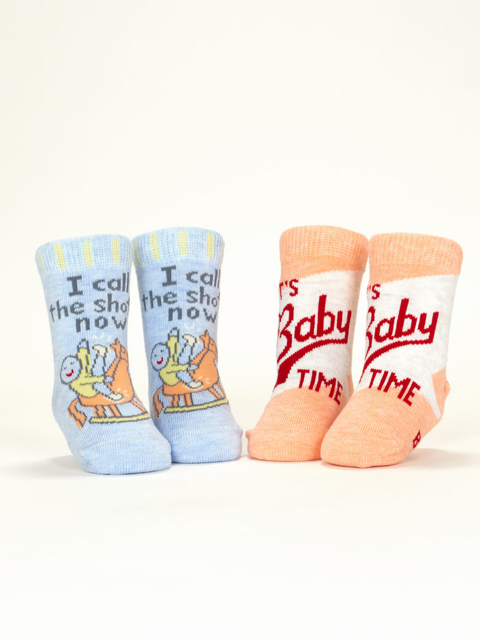 Blue Q I Call The Shots Now/ It's Baby Time Baby Socks