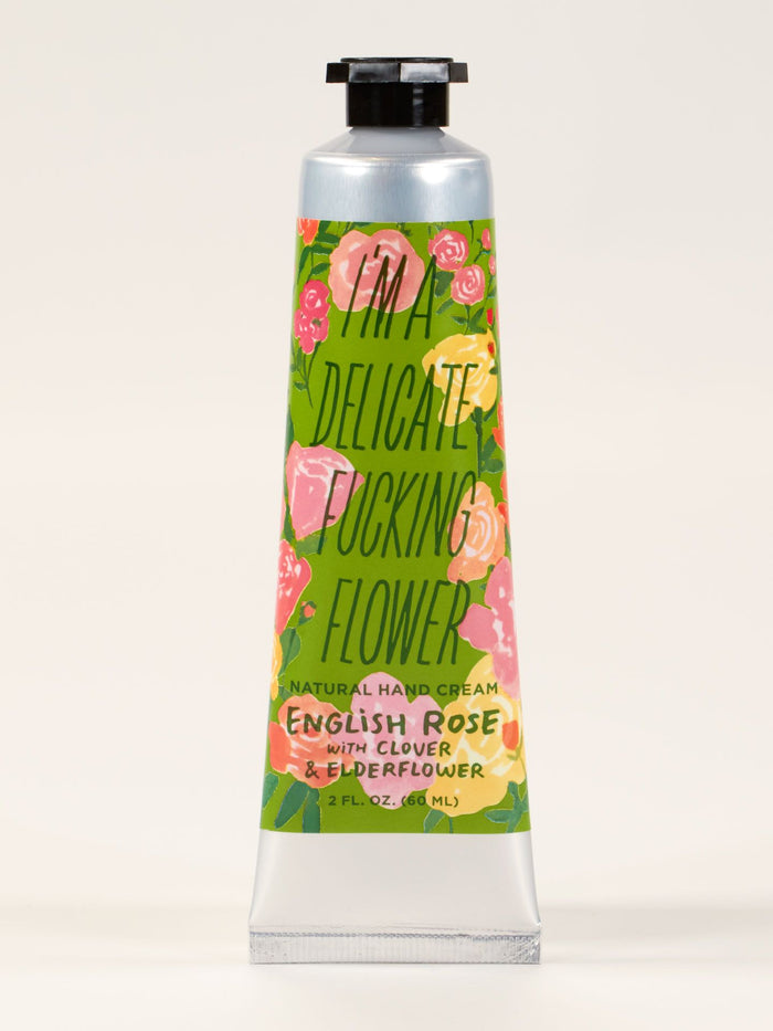 blue q I'm A Delicate Fucking Flower Hand Cream - English Rose with Clover Elderflower