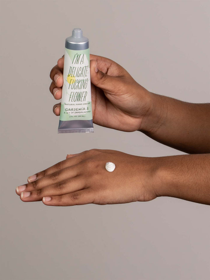 Blue Q I'm A Delicate Fucking Flower Natural Hand Cream - Gardenia & A Bit Of Sandalwood
