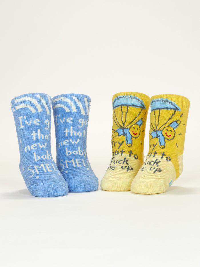 Blue Q I've Got That New Baby Small/ Try Not To Fuck Me Up Baby Socks