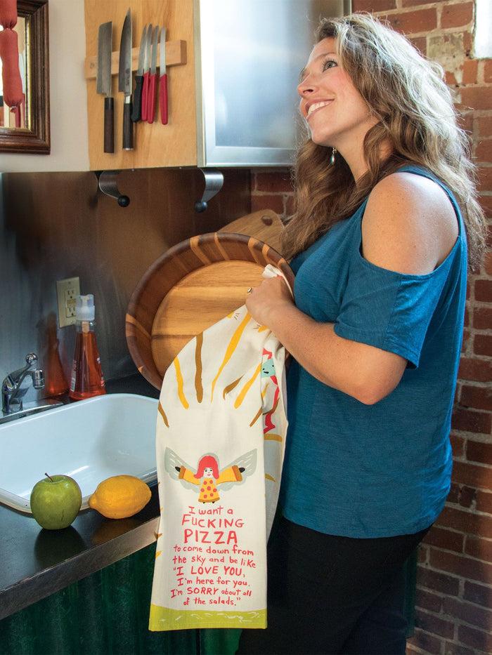 Blue Q I Want A Fucking Pizza To Come Down Dish Towel