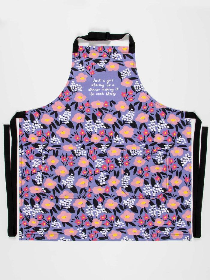 blue q Just A Girl Staring At A Dinner Asking It To Cook Itself Apron
