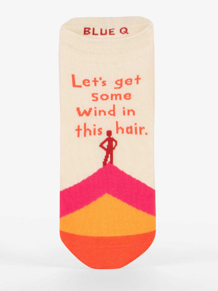 Blue Q Let's Get Some Wind In This Hair Sneaker Socks