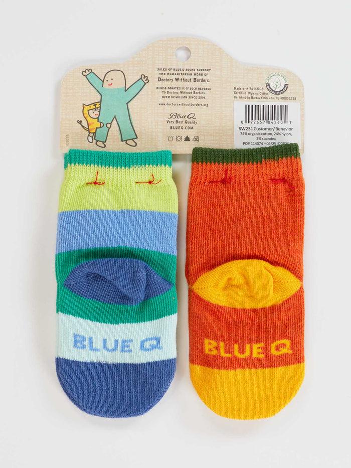 Blue Q One Tough Customer/ Reflecting On My Behavior Baby Socks