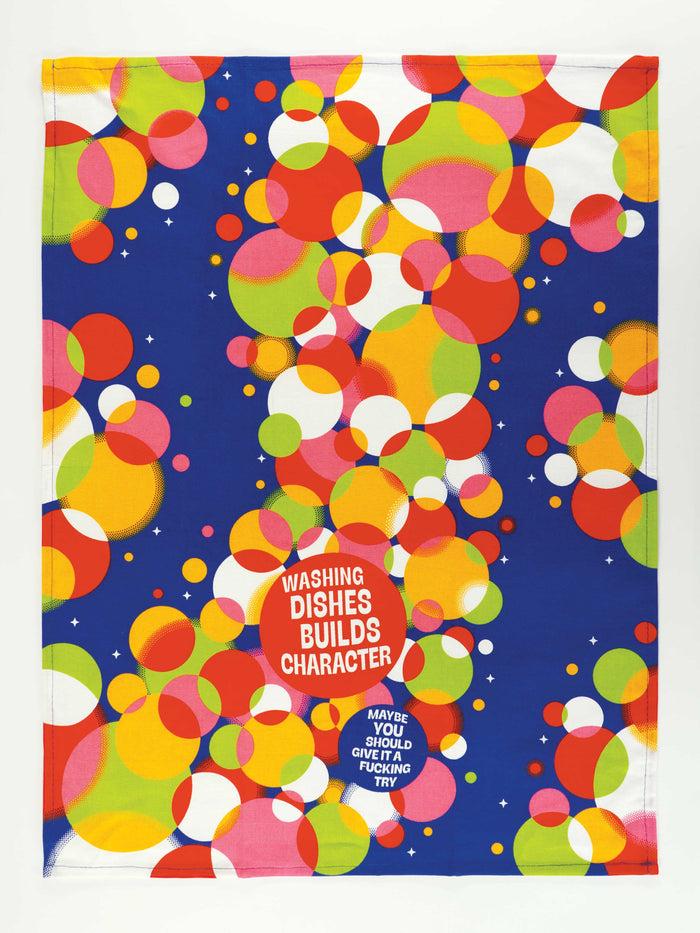 Blue Q Washing Dishes Builds Character. Maybe You Should Give It A Fucking Try. Dish Towel