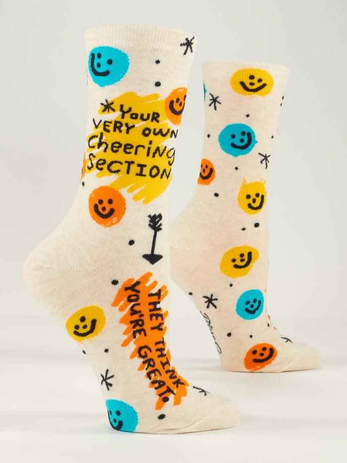 blue q Your Very Own Cheering Section. They Think You're Great. W-Crew Socks