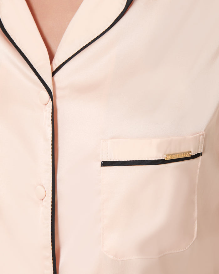 Bluebella Abigail Shirt And Short Set Pale Pink/Black