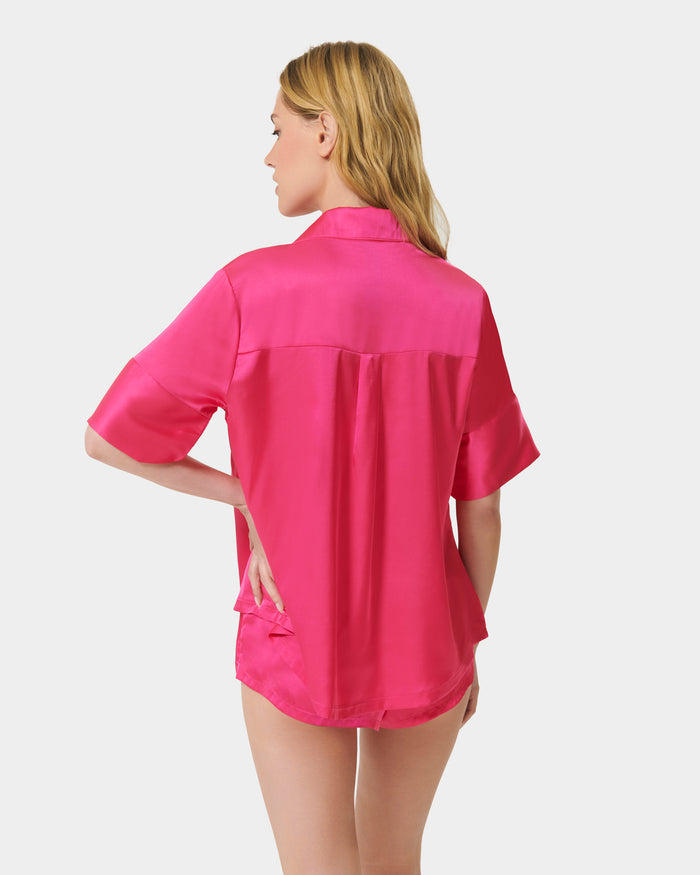 Bluebella Alma Luxury Satin Short Pyjama Set Fuchsia Pink