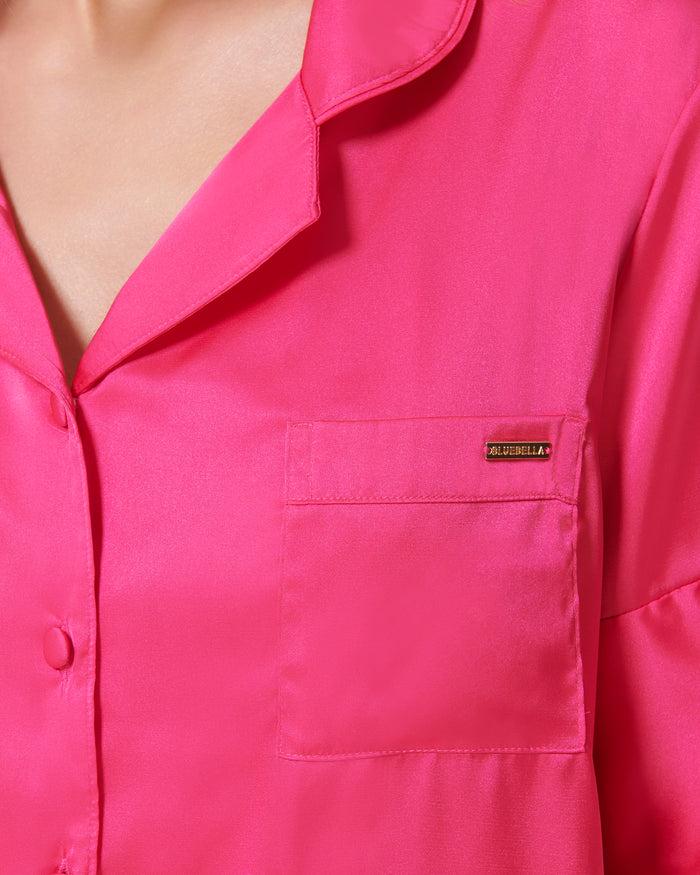 Bluebella Alma Luxury Satin Short Pyjama Set Fuchsia Pink