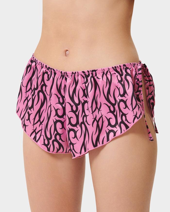 Bluebella BB X Ashley Williams Tattoo Print Luxury Satin Crop Cami And Short Set