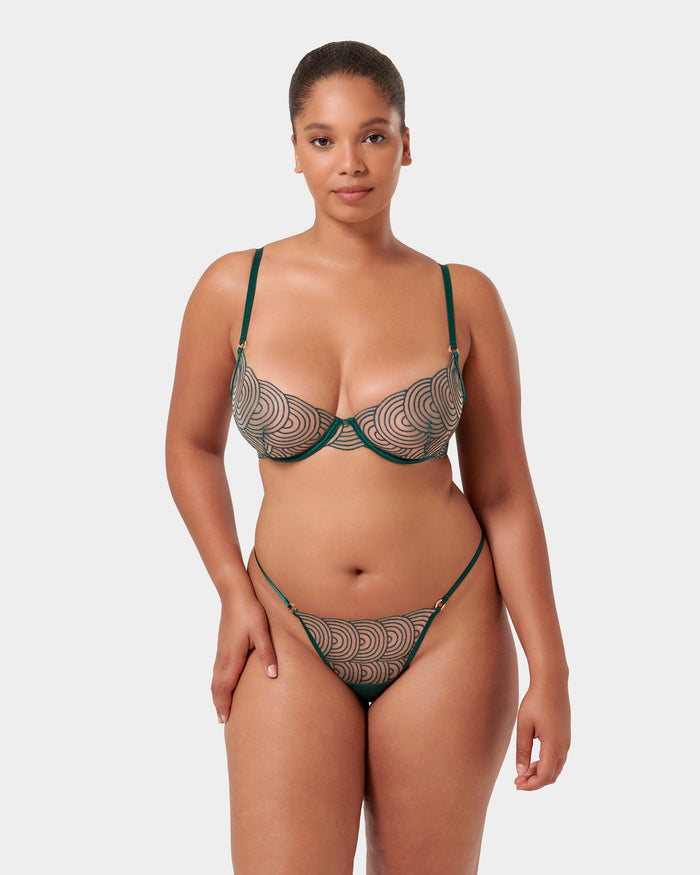Bluebella Aster Thong Botanical Garden Green/Sheer