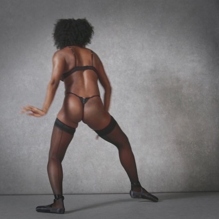 Bluebella Back Seam Leg/Plain Top Hold Ups Black