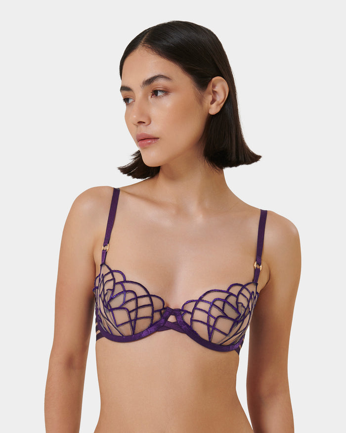 bluebella Beatrix Wired Bra Acai Purple/Sheer