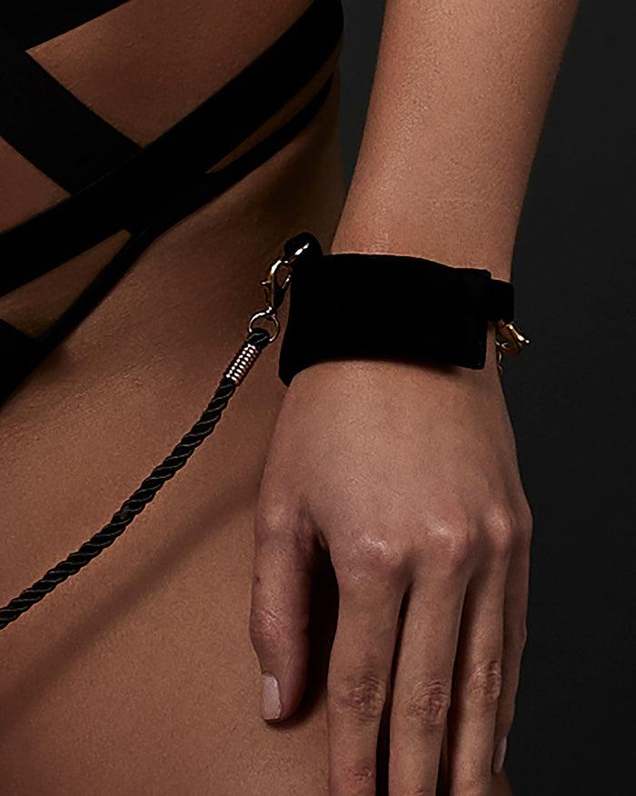Bluebella Brooke Velvet & Rope Cuffs Black