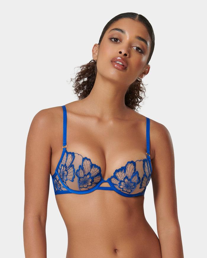 bluebella Catalina Embroidered Sheer Bra Blue