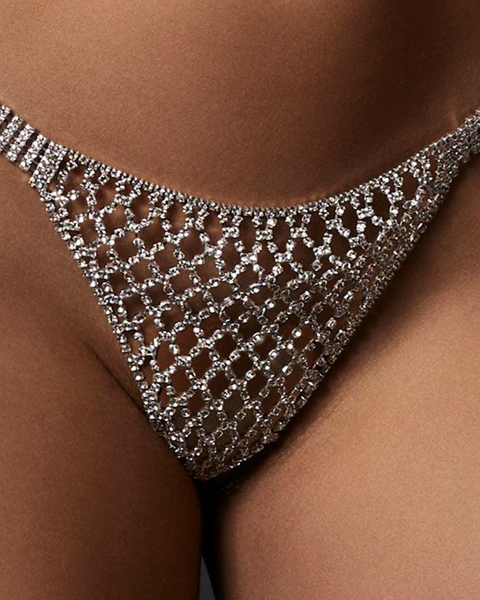 Bluebella Elsa Diamond Lattice Thong Silver/Clear