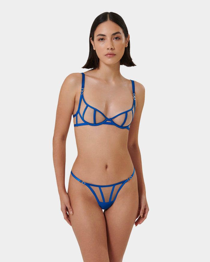 Bluebella Etta Sheer Strappy Bra Blue