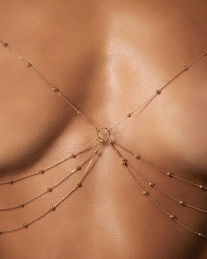 Bluebella Frida Open Chain Bra Gold
