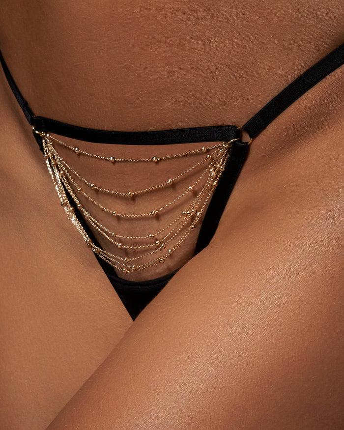 Bluebella Frida Thong Black/Gold