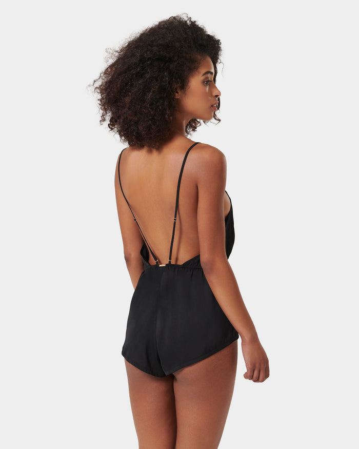 Bluebella Genevieve Luxury Satin Teddy Black/Sheer