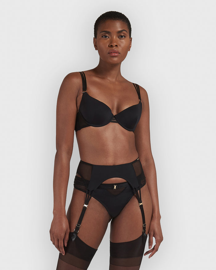 Bluebella Laura Black Suspender Belt With Mesh