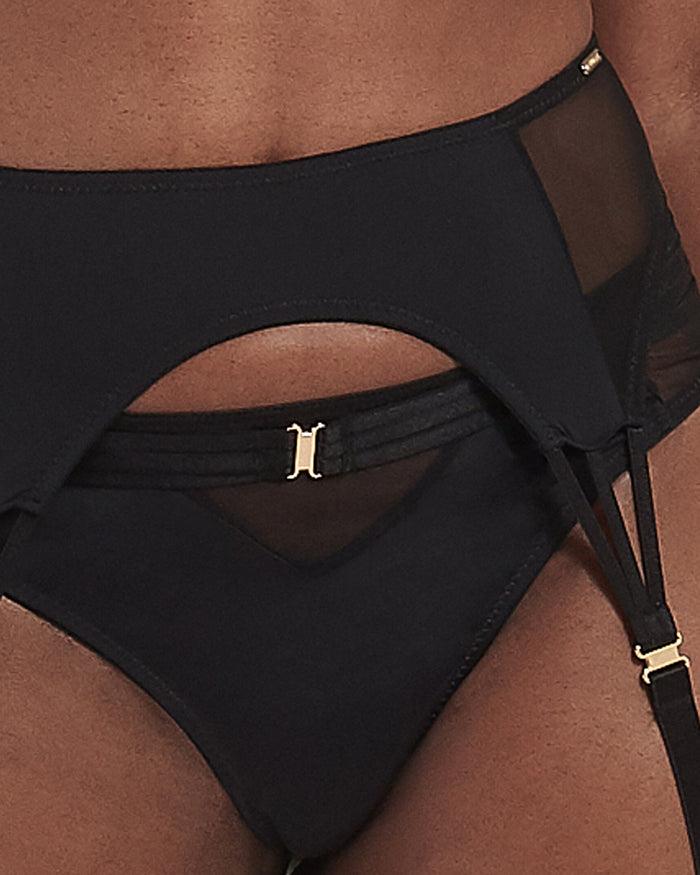 Bluebella Laura Black Suspender Belt With Mesh